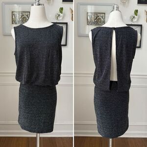 Second Female Glint Blouson Dress Black Silver Shimmer $175 XS